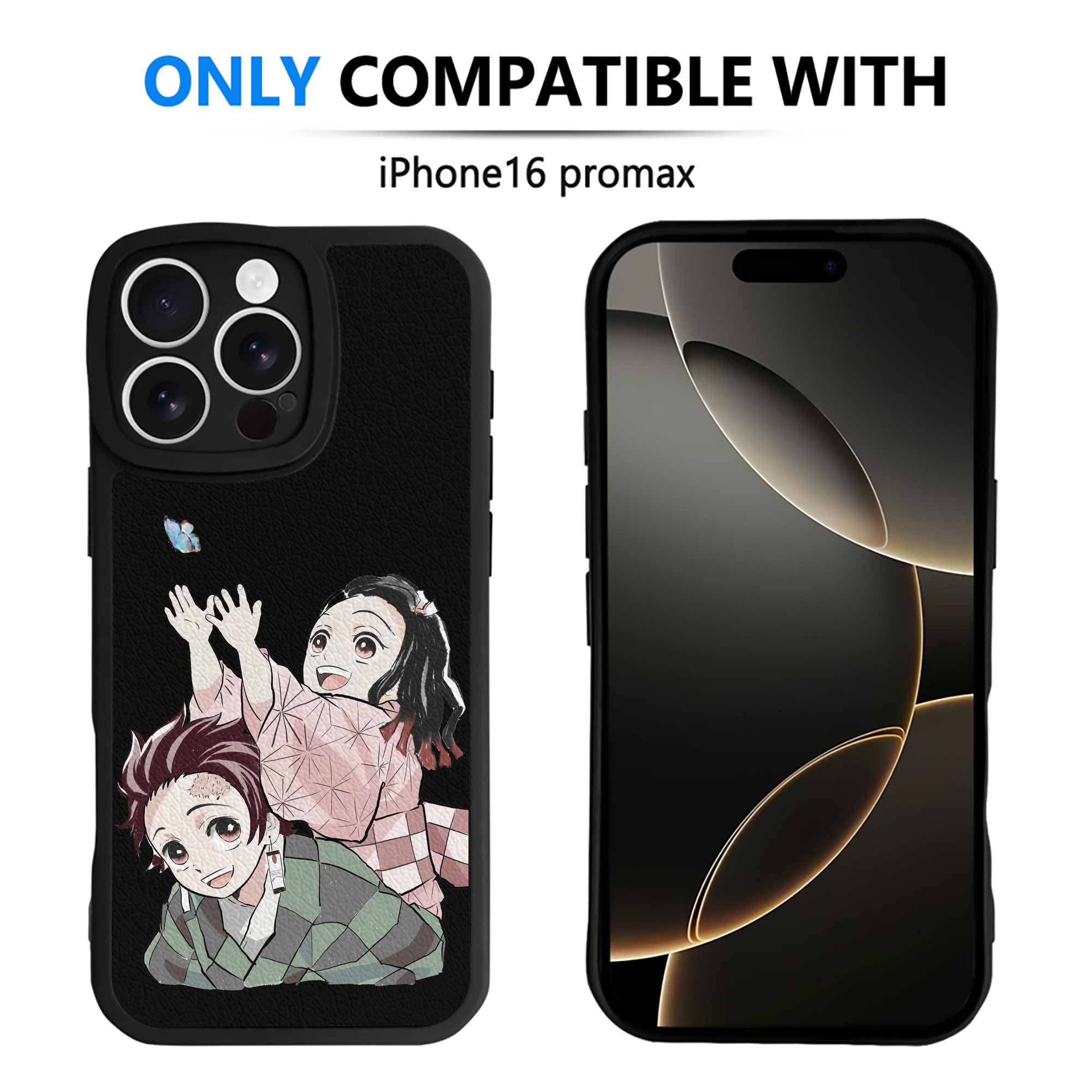 （画像用） 鬼滅の刃（きめつのやいば）竈門 禰󠄀豆子／かまど ねずこ Kamado Nezuko 【iPhone 16シリーズ対応】シリコンスマホケース（レザー調） 材質：シリコン